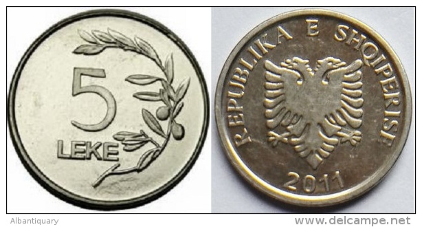 Albania Coin 5 Leke, 2011. BU, UNC Or FDC - Albanien