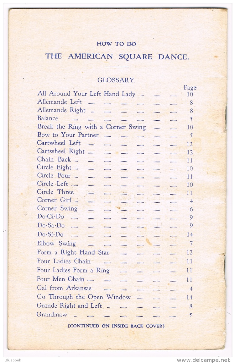 RB 1118 - How To Do The American Square Dance - 20 Page Australia Booklet - Leisure Music Theme - Andere & Zonder Classificatie