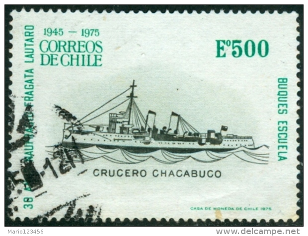 CILE, CHILE, 1975, COMMEMORATIVO, NAVI, FRANCOBOLLO USATO, Scott 463 - Chile