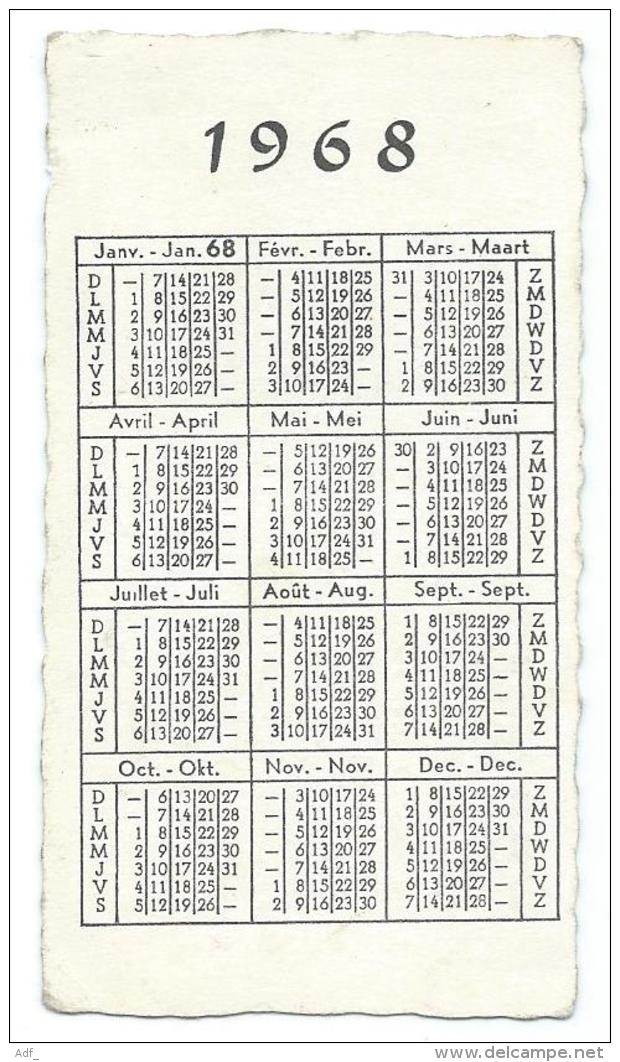 PETIT CALENDRIER PUB PUBLICITAIRE 1968, LIQUIDOMA, STOCK AMERICAIN, TOUT POUR LE CAMPING, RUE DES BOGARDS, BRUXELLES - Publicités