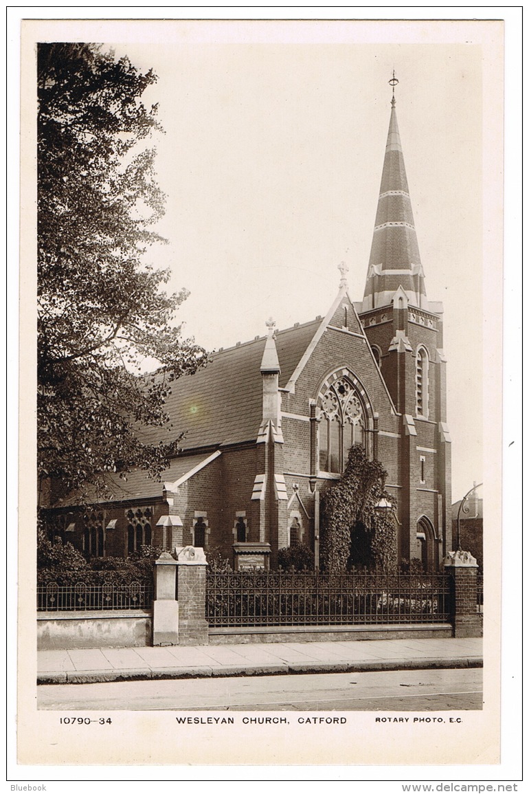 RB 1120 - Early Real Photo Postcard - Wesleyan Church - Catford South London - London Suburbs