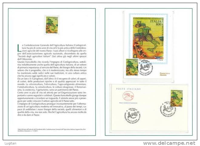 Filatelia - CONFEDERAZIONE GEN.LE AGRICOLTURA -  ANNO 2001  SPECIALE OFFERTA DI FOLDERS EMESSI DALLE POSTE ITALIANE - Paquetes De Presentación