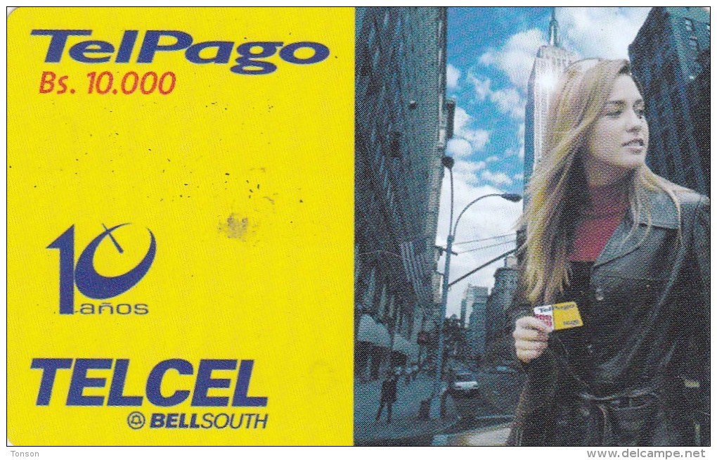 Venezuela, VE-TELCEL-049, 10,000 Bs, Erika De La Vega, 2 Scans.      TT 02/02 - Venezuela