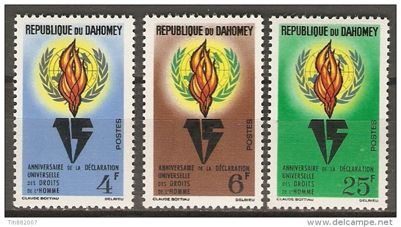 DAHOMEY   -   1963.  Y&T N° 202 à 204 *.  Droits De L' Homme.   Série Complète - Bénin – Dahomey (1960-...)