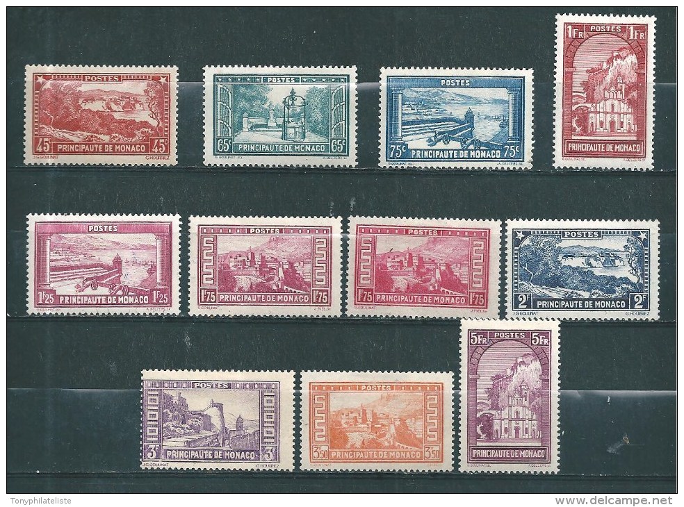 Monaco  Timbres De 1933/37  N°123 A 132  Neuf * Petite  Charnière (cote 259€) - Nuevos