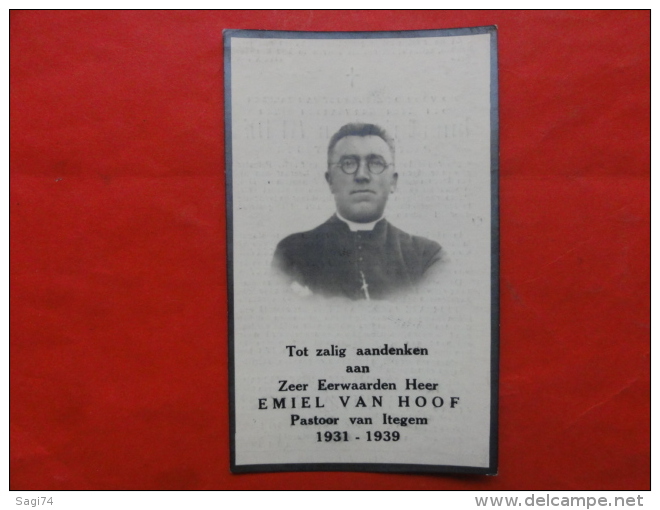 Doodsprentje Pastoor Emiel Van Hoof Van Itegem, Geboren Te Boechout 1881, Overleden 1939 - Images Religieuses