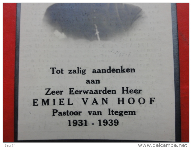 Doodsprentje Pastoor Emiel Van Hoof Van Itegem, Geboren Te Boechout 1881, Overleden 1939 - Images Religieuses