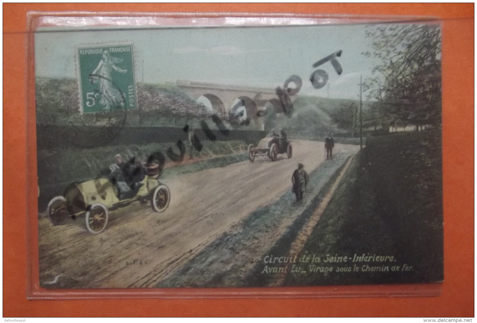 Cp Circuit De La Seine Inferieure Avant Eu Virage Sous Le Chemin De Fer  Couleur N 20 - Eu