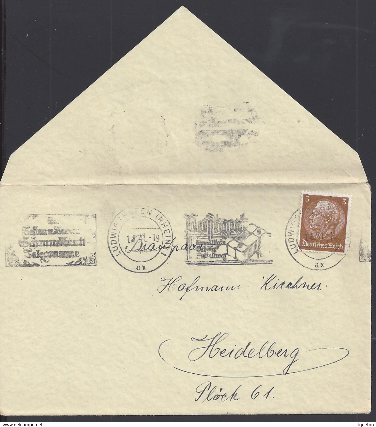 ALLEMAGNE - 1941 - Enveloppe De Ludwigshafen Vers Heidelberg - - Briefe U. Dokumente