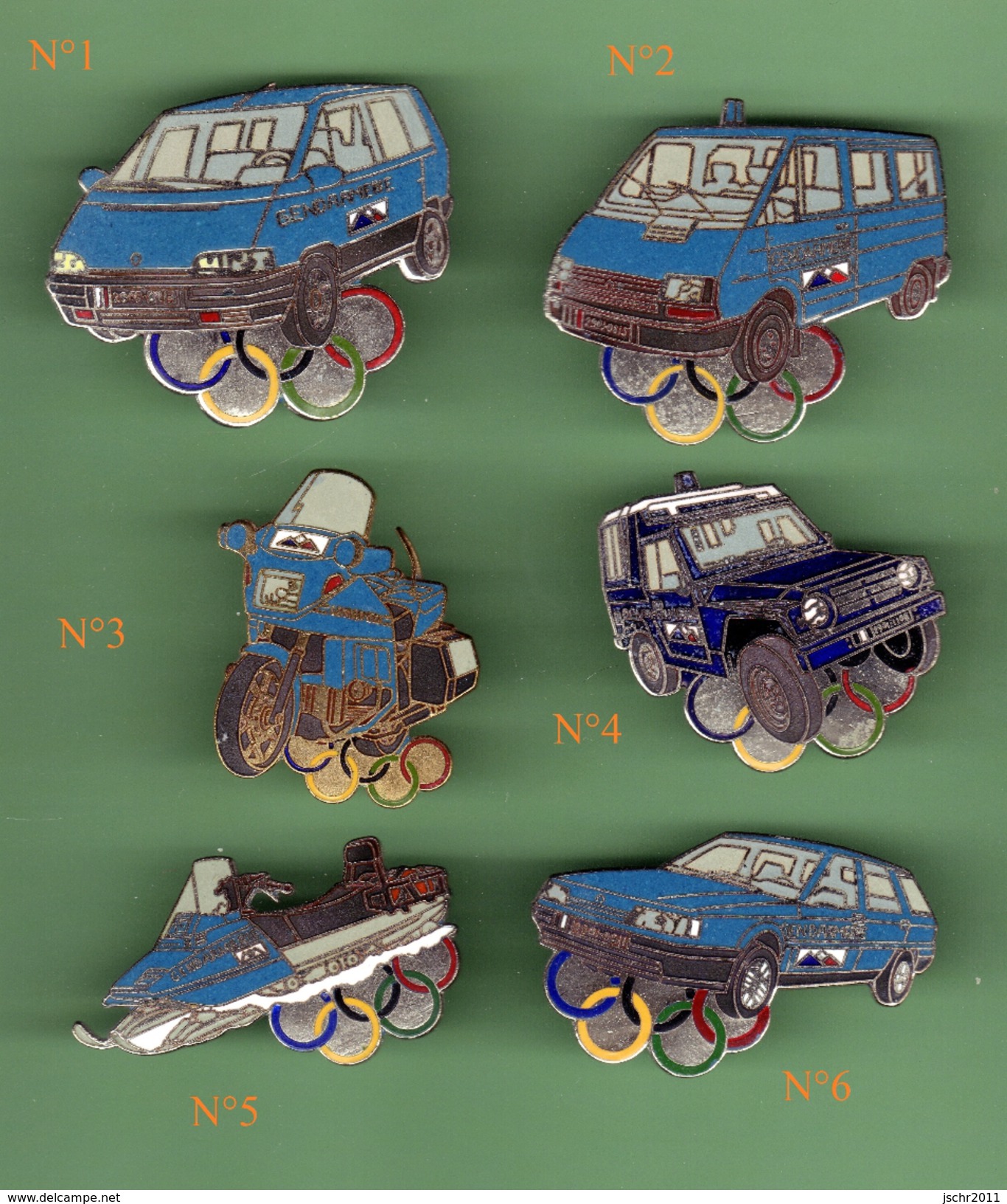 GENDARMERIE *** VEHICULES JO ALBERTVILLE 92 VEHICULES *** Pin's N°1 En Vente - Uniquement *** A016 - Militaria