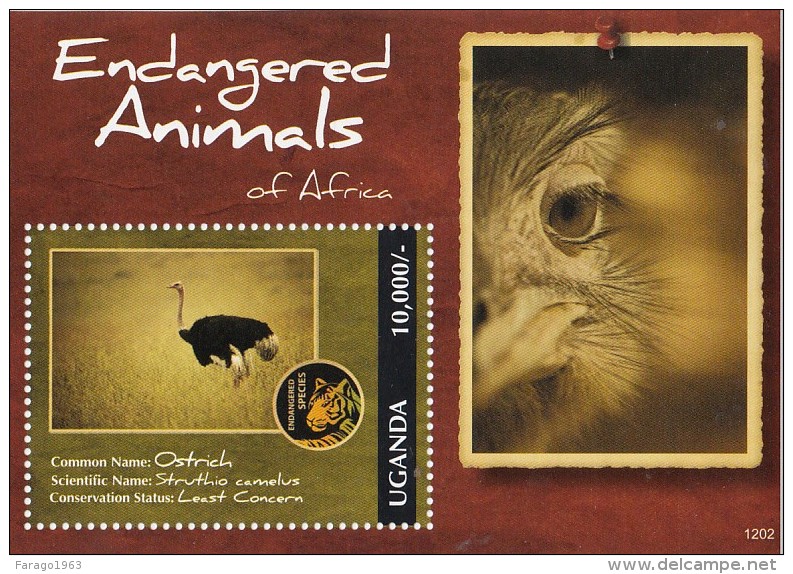 2012 Uganda  Endangered Animals Of Africa Complete Set Of 5 And Souvenir Sheet  MNH - Uganda (1962-...)