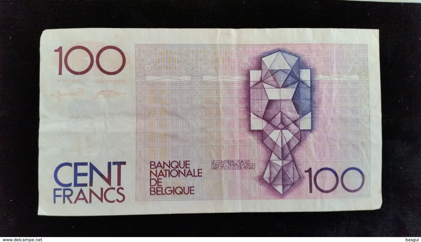 Billet De 100 Francs Belgique, - 100 Francos