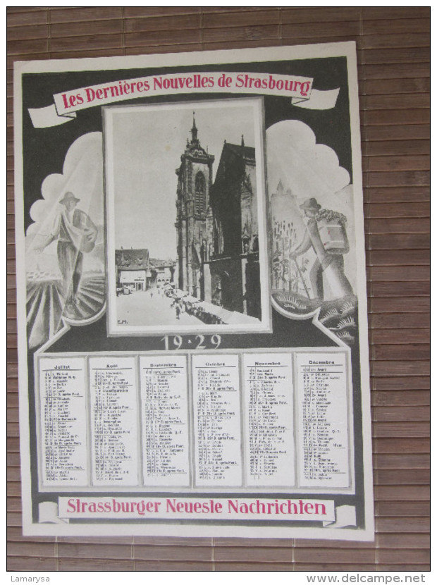 CALENDRIER GRAND FORMAT 1929 STRASSBURGER NEUESTE NACHRICHTEN JOURNAL LES DERNIERES NOUVELLES DE STRASBOURG-BELLES ILLU - Grand Format : 1921-40