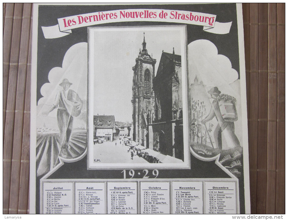 CALENDRIER GRAND FORMAT 1929 STRASSBURGER NEUESTE NACHRICHTEN JOURNAL LES DERNIERES NOUVELLES DE STRASBOURG-BELLES ILLU - Grand Format : 1921-40