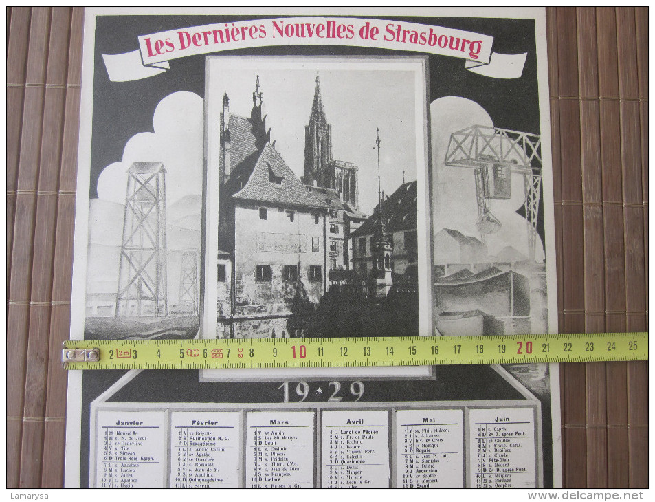 CALENDRIER GRAND FORMAT 1929 STRASSBURGER NEUESTE NACHRICHTEN JOURNAL LES DERNIERES NOUVELLES DE STRASBOURG-BELLES ILLU - Grand Format : 1921-40