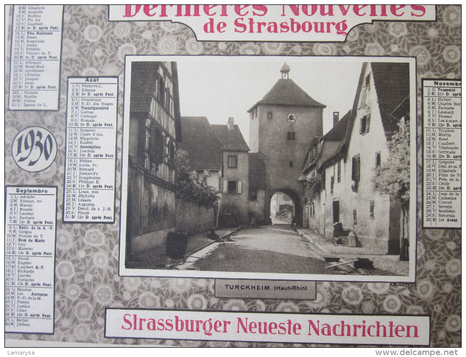 1930 STRASSBURGER NEUESTE NACHRICHTEN CALENDRIER GRAND FORMAT JOURNAL LES DERNIERES NOUVELLES DE STRASBOURG-BELLES ILLU - Grand Format : 1921-40