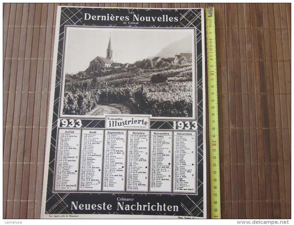 1933 COLMARER COLMAR NEUESTE NACHRICHTEN CALENDRIER GRAND FORMAT JOURNAL LES DERNIERES NOUVELLES DE STRASBOURG-BELLES IL - Grand Format : 1921-40