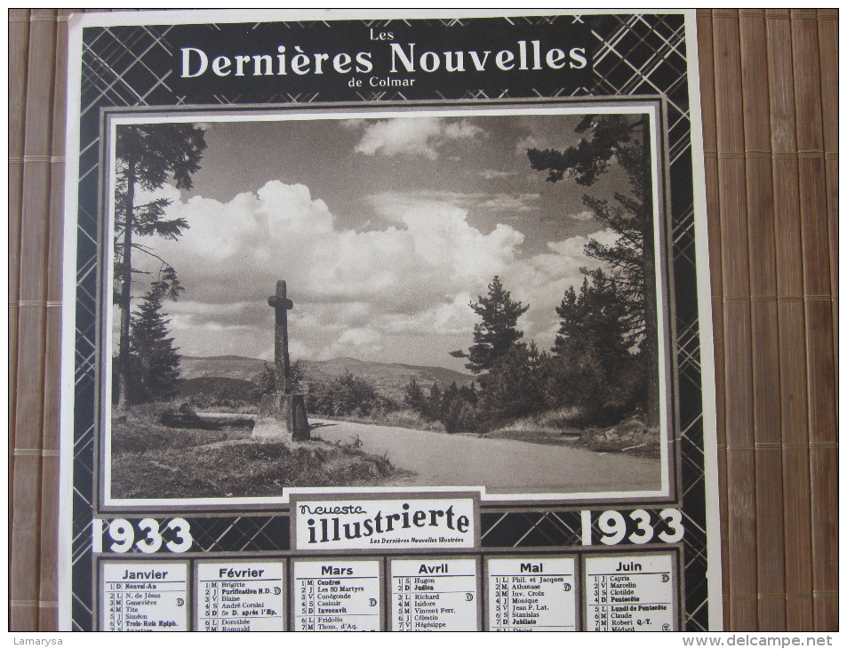 1933 COLMARER COLMAR NEUESTE NACHRICHTEN CALENDRIER GRAND FORMAT JOURNAL LES DERNIERES NOUVELLES DE STRASBOURG-BELLES IL - Grand Format : 1921-40