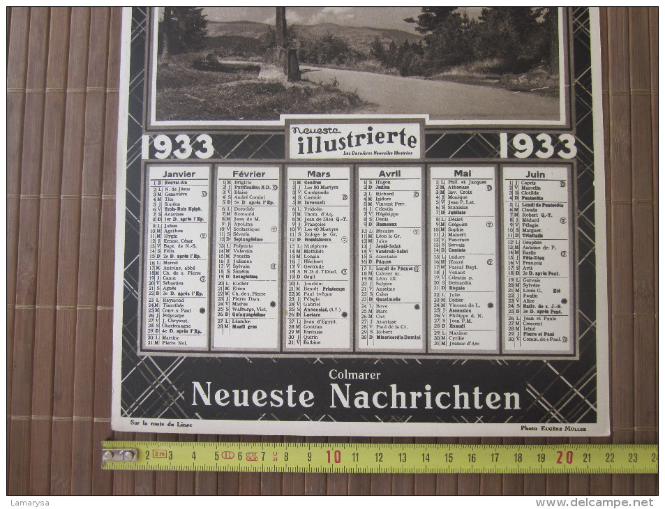 1933 COLMARER COLMAR NEUESTE NACHRICHTEN CALENDRIER GRAND FORMAT JOURNAL LES DERNIERES NOUVELLES DE STRASBOURG-BELLES IL - Grand Format : 1921-40