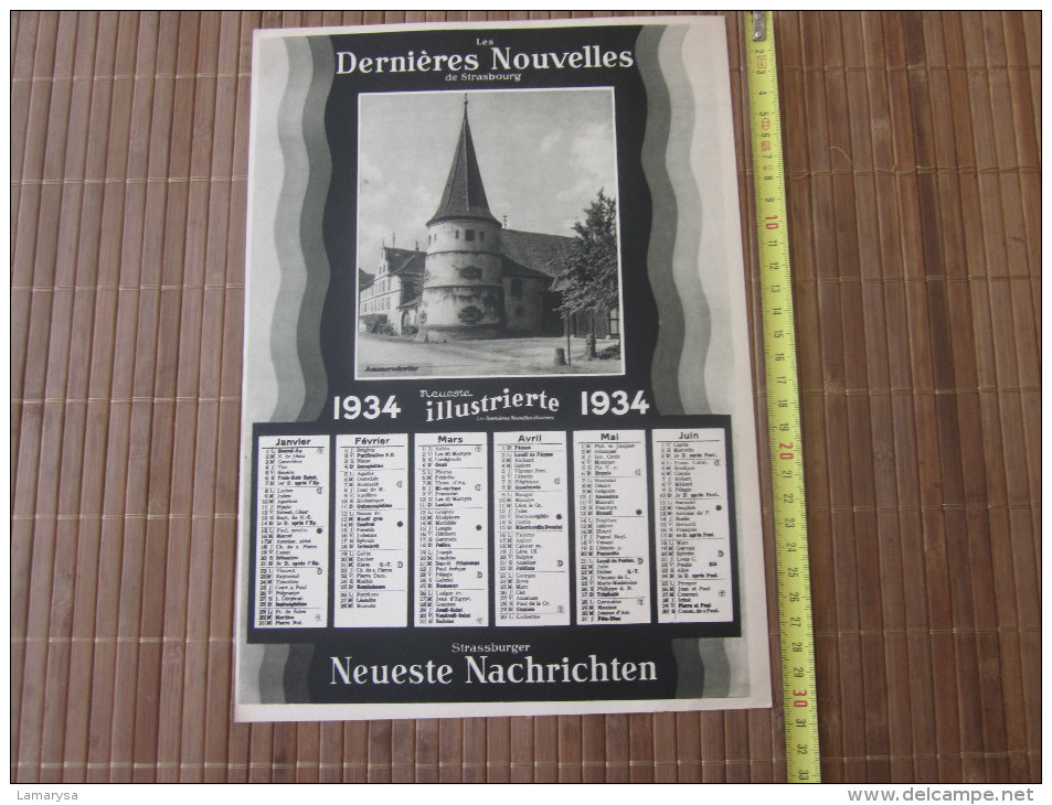 1934 STRASBOURG STRASSBURGER NEUESTE NACHRICHTEN CALENDRIER GD FORMAT JOURNAL LES DERNIERES NOUVELLES DE STRASBOURG - Grand Format : 1921-40