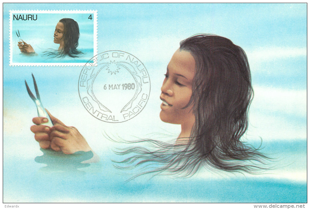 Maximum Card, Young Girl, Nauru Postcard Posted 1980 Stamp - Nauru