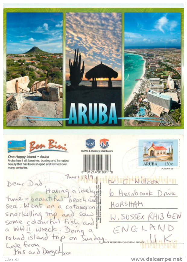 Multiview, Aruba Postcard Posted 2013 Stamp - History, Philosophy & Geography