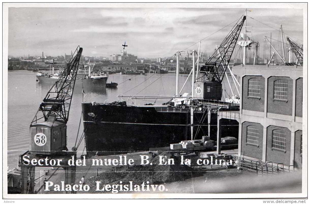 URUGUAY Vistas Del Puerto De MONTEVIDEO Sector Del Muelle B.en La Colonia Palacio Legislativo Juli 1950 - Uruguay