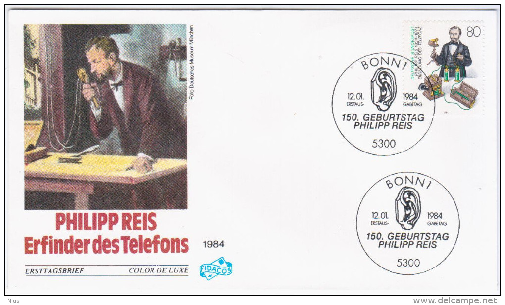 Germany Deutschland 1984 FDC Philipp Reis, Telephone Phone Telefon, Canceled In Bonn - 1981-1990