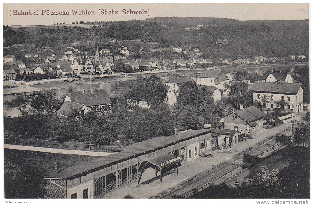 AK Sächsische Schweiz Pötzscha Wehlen Bahnhof Gasthof Bauernhäusl ? Bei Pirna Obervogelgesang Rathen Königstein Schandau - Wehlen