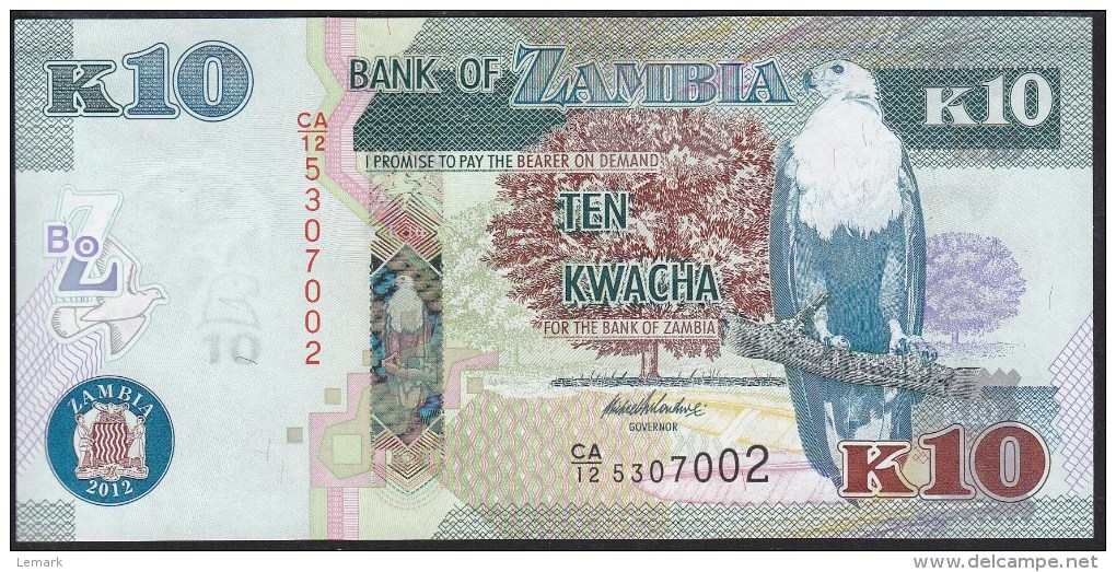 Zambia 10 Kwacha 2012 P51a UNC - Zambie