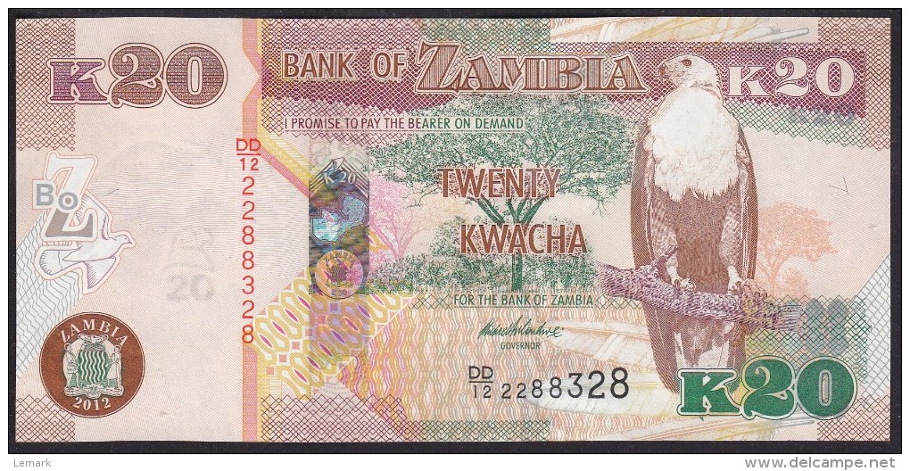 Zambia 20 Kwacha 2012 P52a UNC - Zambia