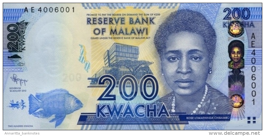 MALAWI 200 KWACHA 2012 P-60a UNC  [ MW153a ] - Malawi