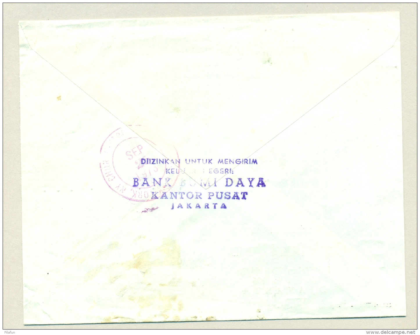 Indonesia - 1973 - Metermark / Roodfrankering Bank Bumi Daya On R-cover To New York - Indonesië