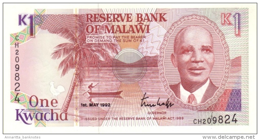 MALAWI 1 KWACHA 1992 P-23b UNC [MW123b] - Malawi