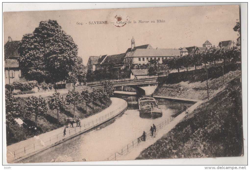 CP SAVERNE CANAL DE LA MARNE AU RHIN (67 BAS RHIN)  ATTELAGECHEVAUX HOMMES PENICHE - Autres & Non Classés