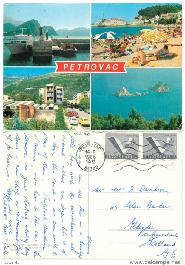 Petrovac, Montenegro  Postcard Posted 1986 Stamp - Montenegro