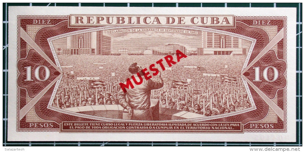 Cuba MUESTRA (SPECIMEN) 1983, Billete De DIEZ PESOS, Gem-UNC. - Cuba