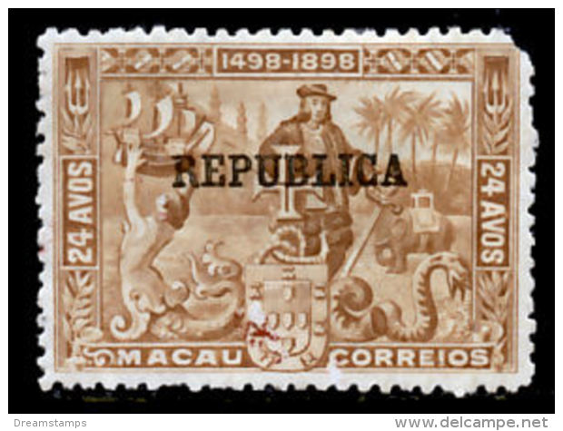 !										■■■■■ds■■ Macao 1913 AF#209 * Vasco Da Gama "Republica" 24 Avos (D075) - Unused Stamps