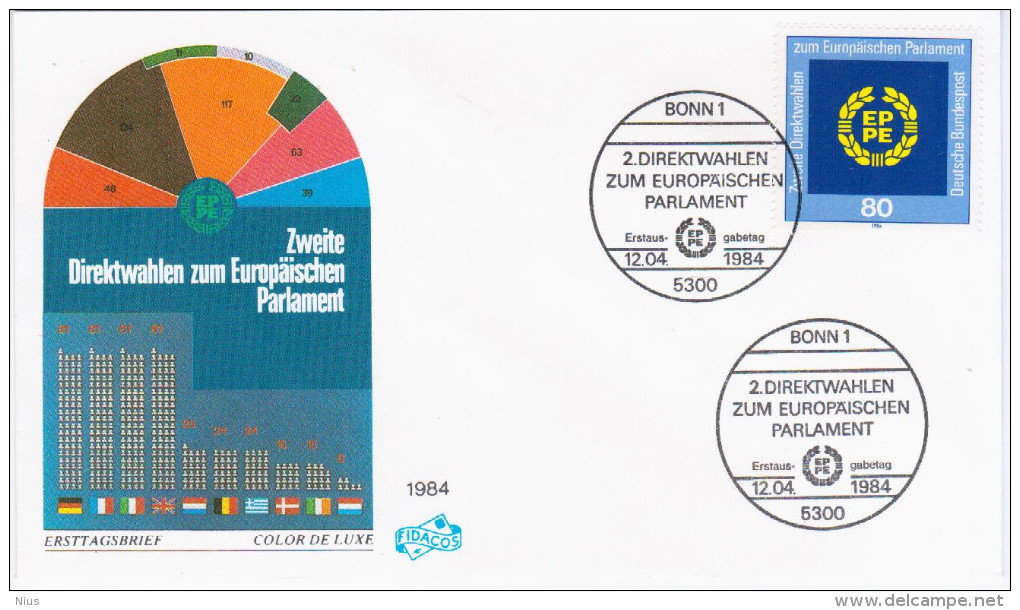 Germany Deutschland 1984 FDC Zweite Direktwahlen Zum Europäischen Parlament, Bonn - 1981-1990