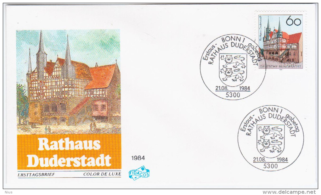 Germany Deutschland 1984 FDC Rathaus Duderstadt, Canceled In Bonn - 1981-1990