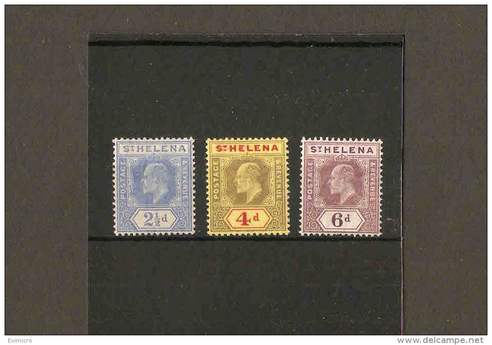 ST HELENA 1908 - 1911 SET TO 6d SG 64, 66, 67 MOUNTED MINT Cat £62 - Saint Helena Island