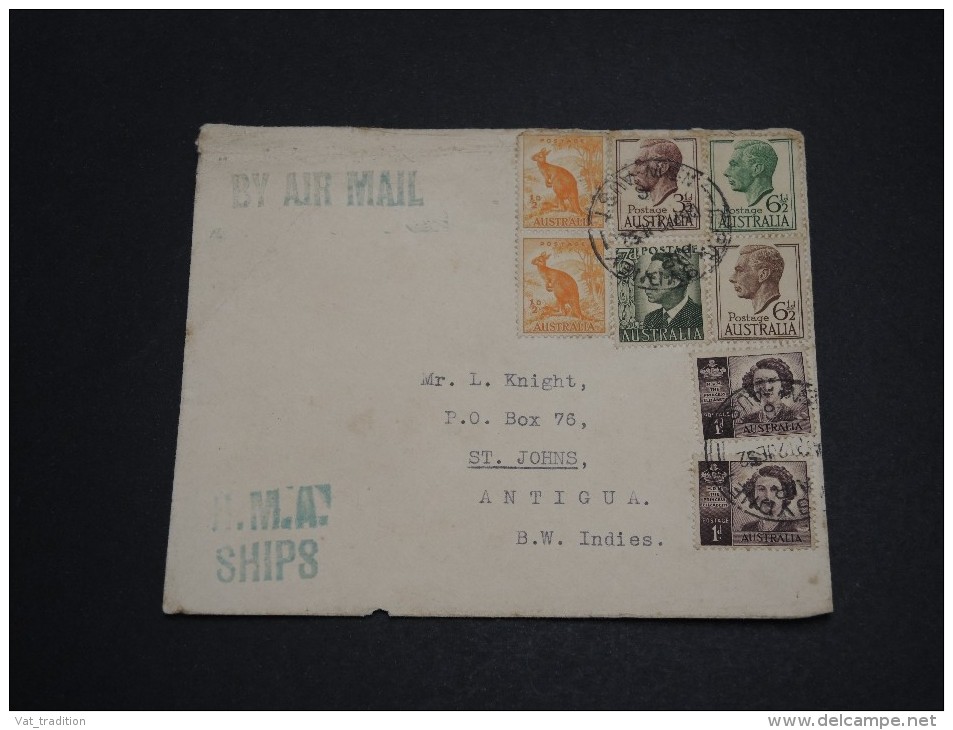 AUSTRALIE - Enveloppe Pour Antigua En 1952 , Affranchissement Plaisant - A Voir - L  3979 - Lettres & Documents