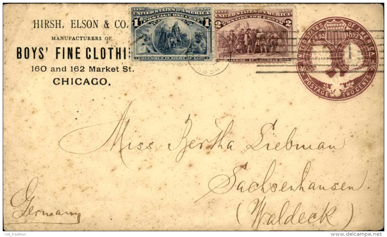 ETATS UNIS - Entier Postal + Complément  De Chicago Pour L ' Allemagne En 1894 - A Voir - L  3980 - ...-1900