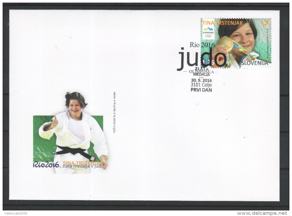 A13 Slowenien Slovenia 2016 Mi.No. 1219 FDC Brasil Rio De Janeiro Olympic Gold Medal Judo Tina Trstenjak - Judo