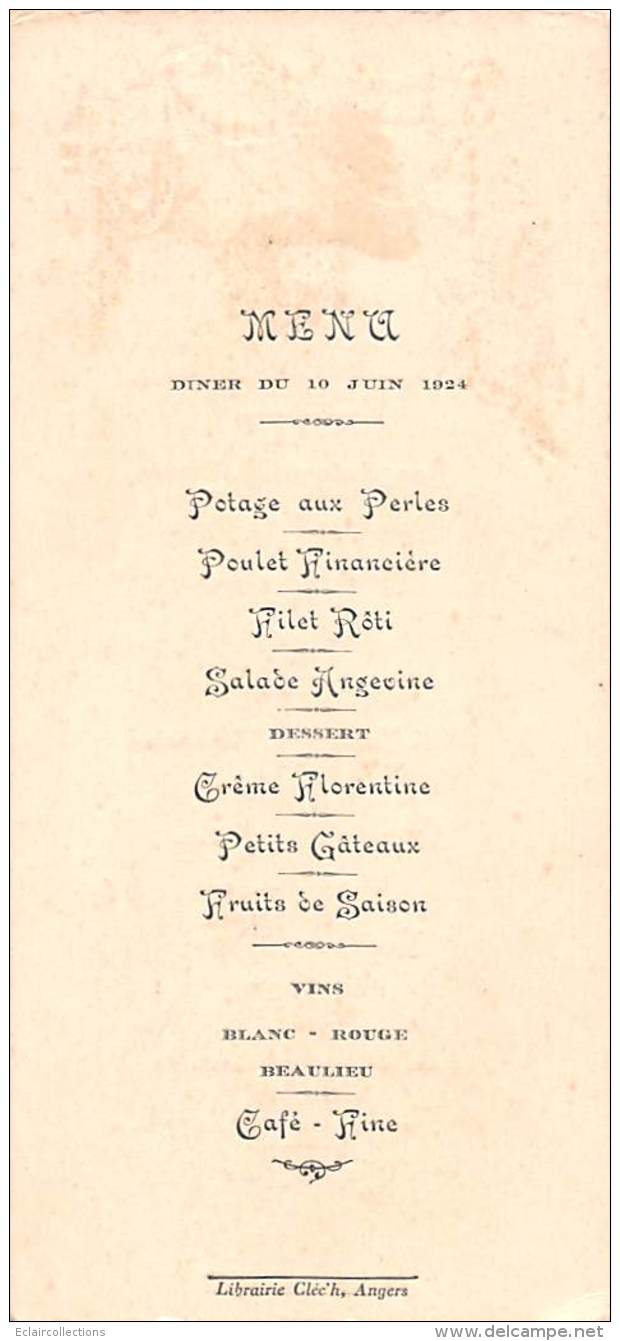 Vieux Papier.  Menu.  Dejeuner Du 10 Juin 1924 - Menus