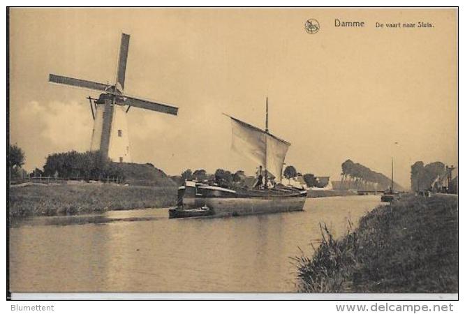 CPA Belgique Belgie Moulin à Vent Non Circulé DAMME Péniche - Autres & Non Classés