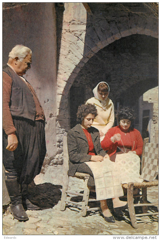 Lace Makers, Lefkara, Cyprus Postcard Posted 1960s GB Stamp - Chipre
