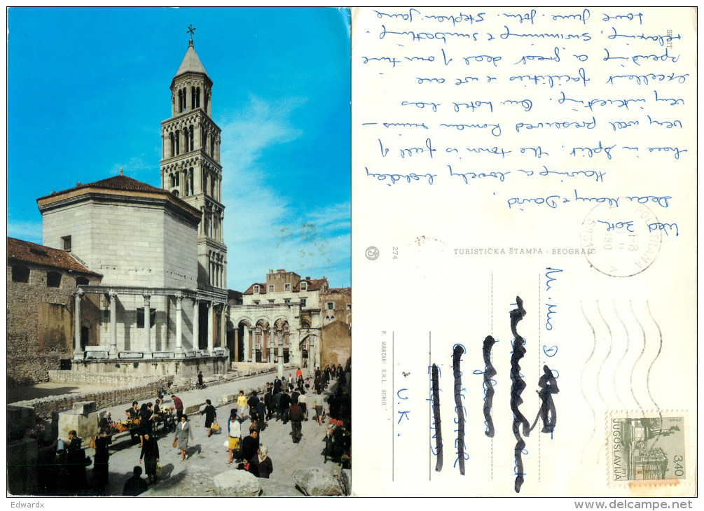 Split, Croatia Postcard Posted 1980 Stamp - Kroatien