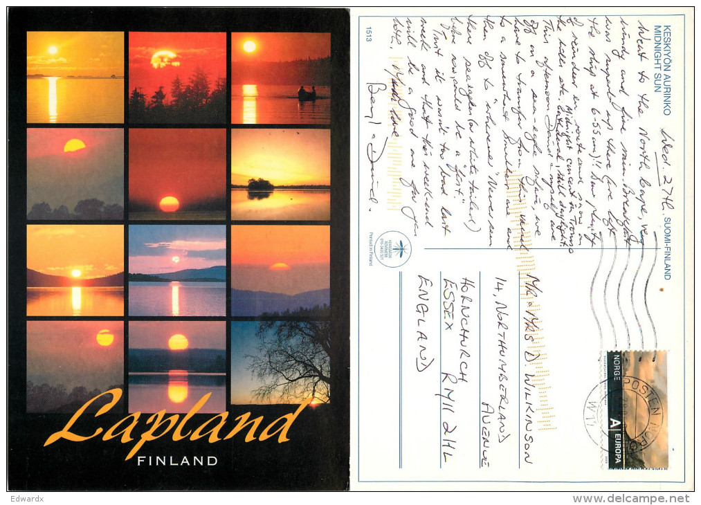 Midnight Sun, Lapland, Finland Postcard Posted 2009 Stamp - Finland