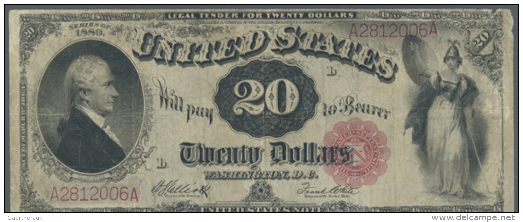 USA: 20 Dollars Series Of 1880, Signature Elliot &amp; White, P.180b(2) In Nice Condition For It's Age, Just A... - Andere & Zonder Classificatie